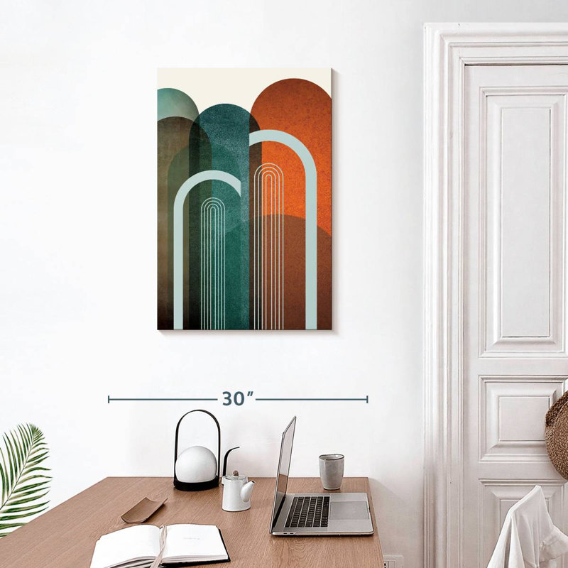 Avery Mid-Century Arches bleu sarcelle orange II, H 30 po x l 20 po