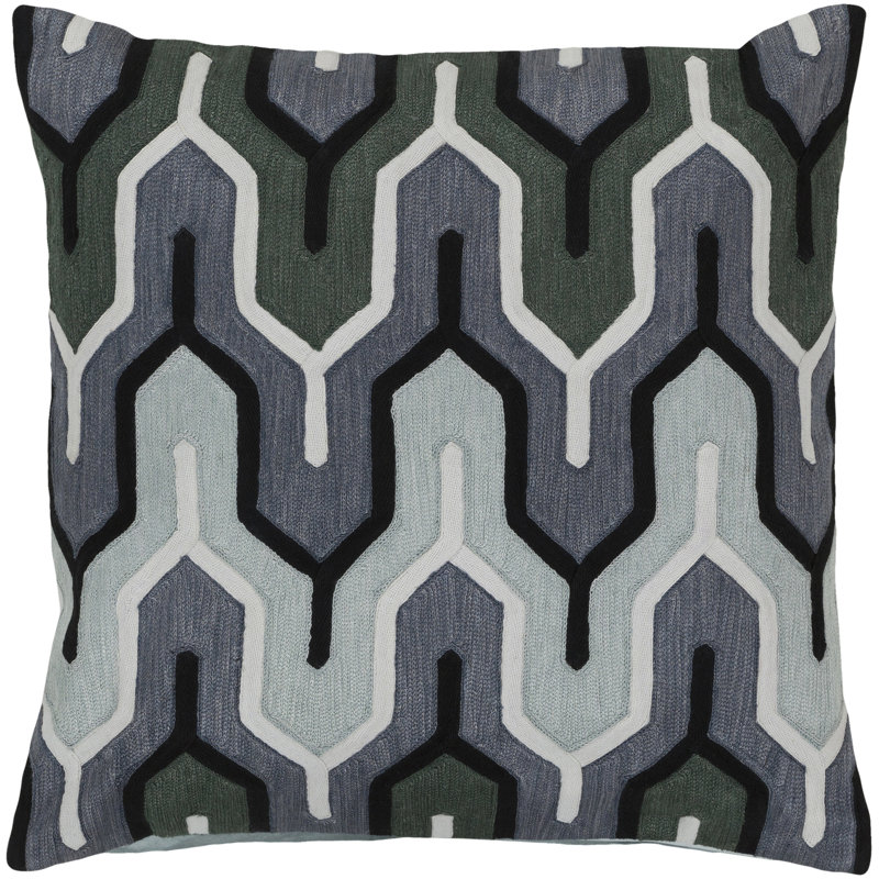Luesing Geometric Cotton Throw Pillow, Large, Denim/Mauve, Pillow Cover Only - No Insert