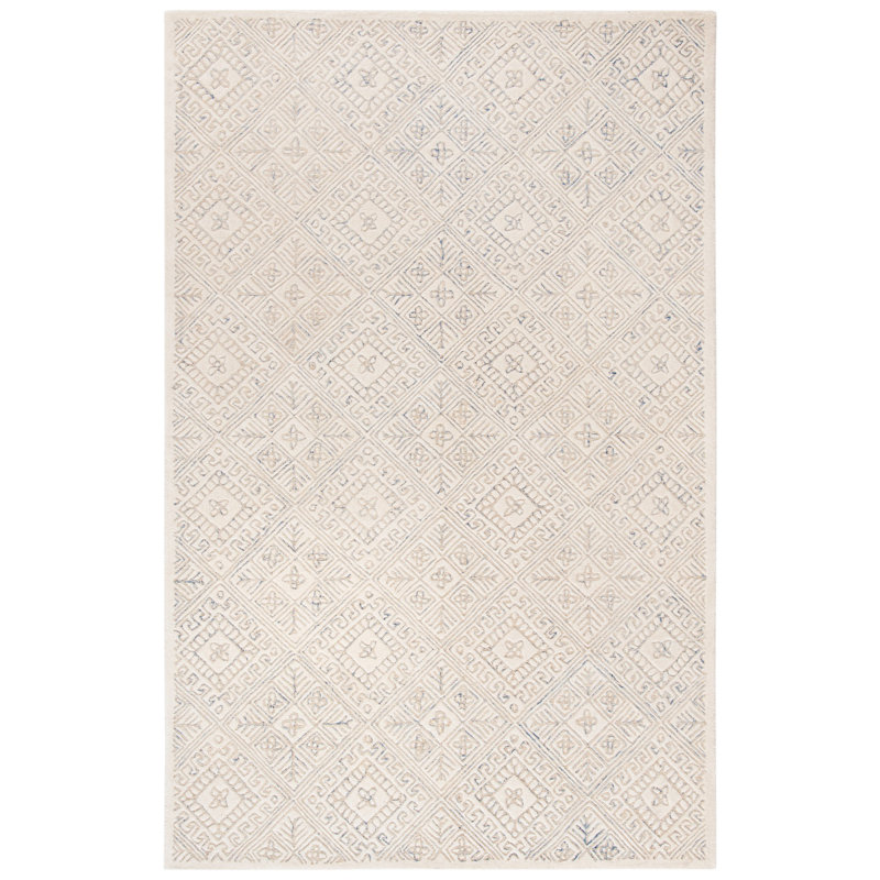 Tapis ivoire / beige en laine touffeté à la main Frederic, Rectangle 9 pi x 12 pi