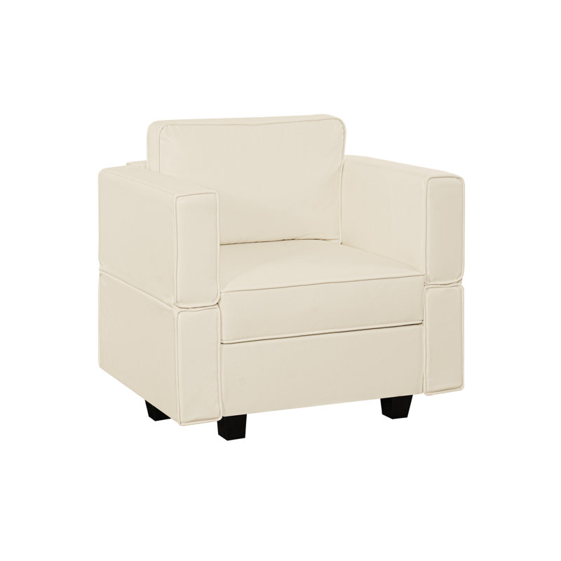 Getta Upholstered Armchair, Beige Leather