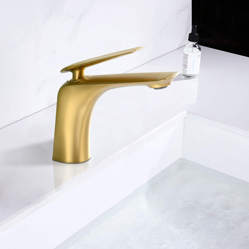Single-handle Bathroom Faucet with Drain Assembly, Or brossé