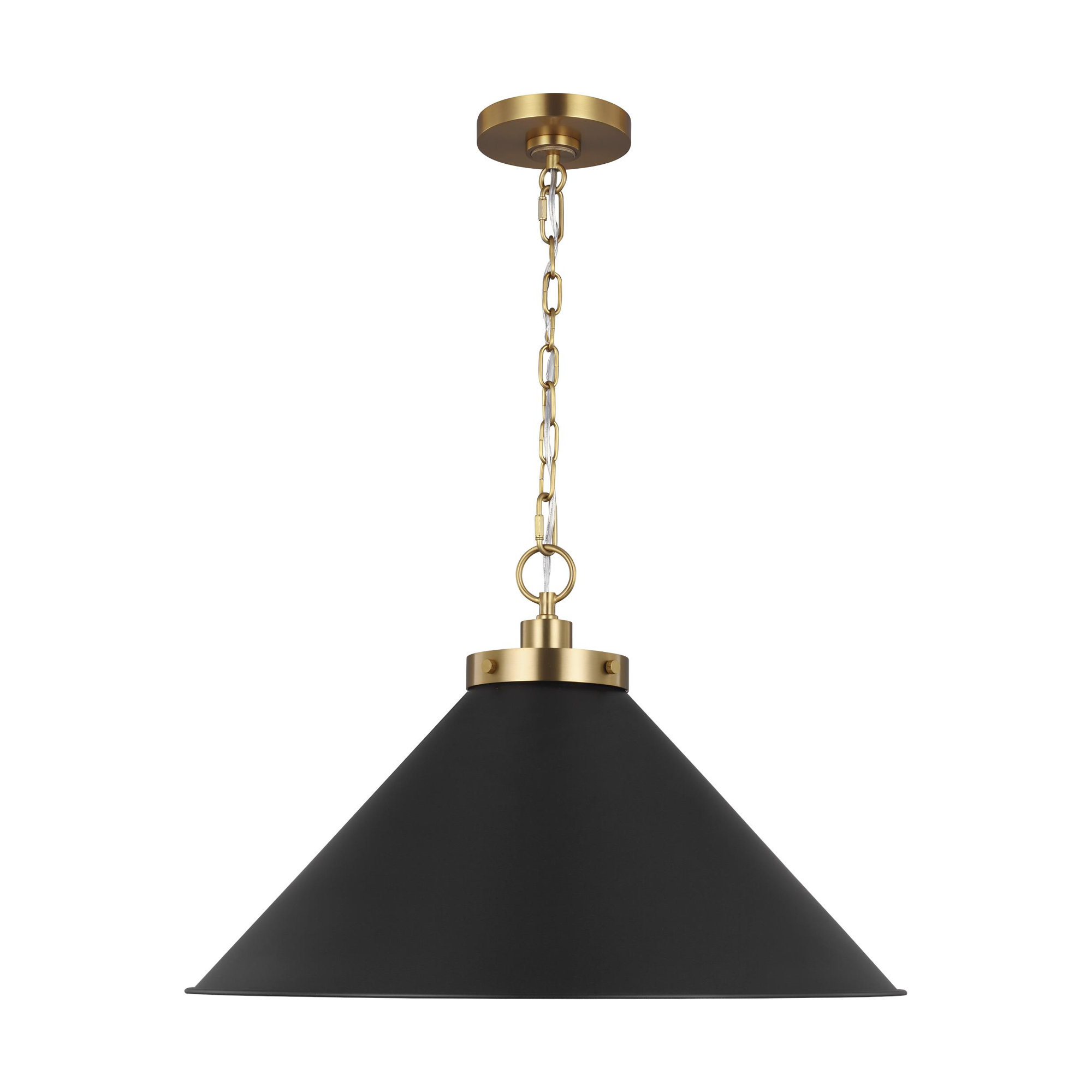 Single Light Metal Dimmable Pendant, Midnight Black, Burnished Brass