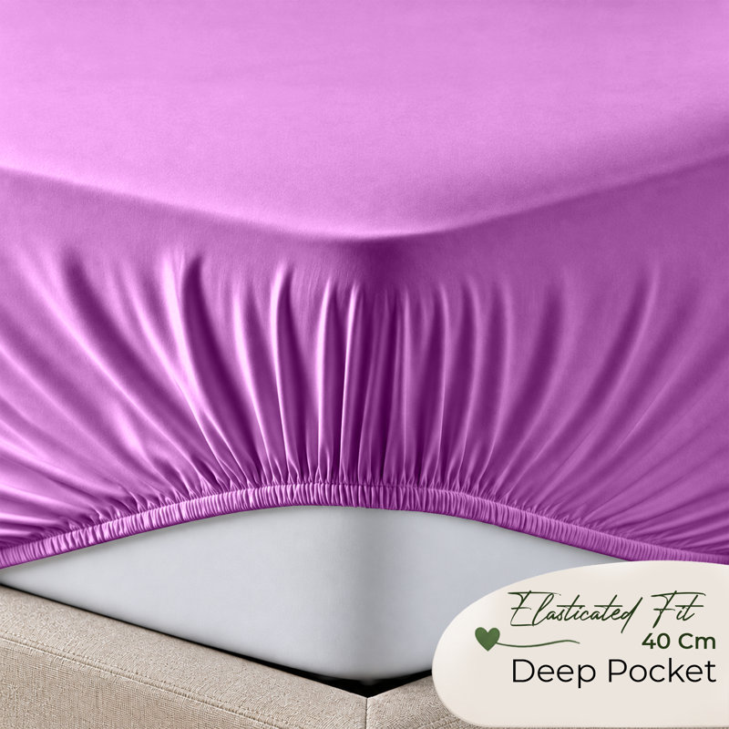 Paul's Microfibre Super Soft Brushed Deep Fitted Bed Sheet, Super King (6'), Purple