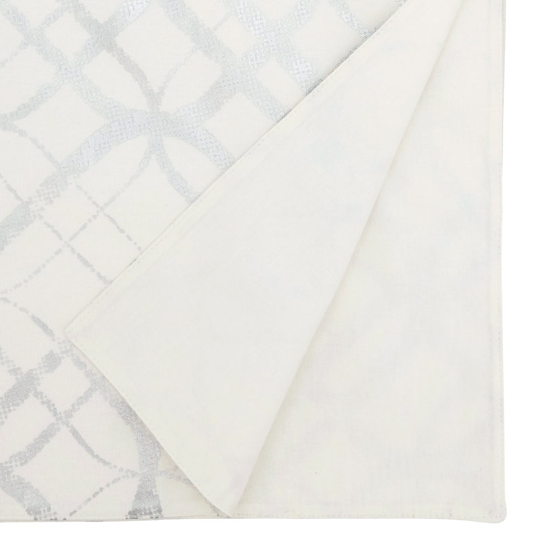 Luxurious Metallic Foil Print Table Runner, Silver