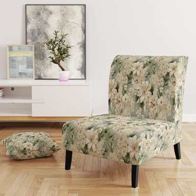 Rustic Victorian Brocade Victorian Motif - Chaise d'appoint de chalet rembourrée en velours à motif floral