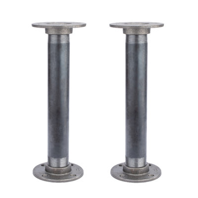 Industrial Pipe Table Legs With Round Flanges - 2 Pack