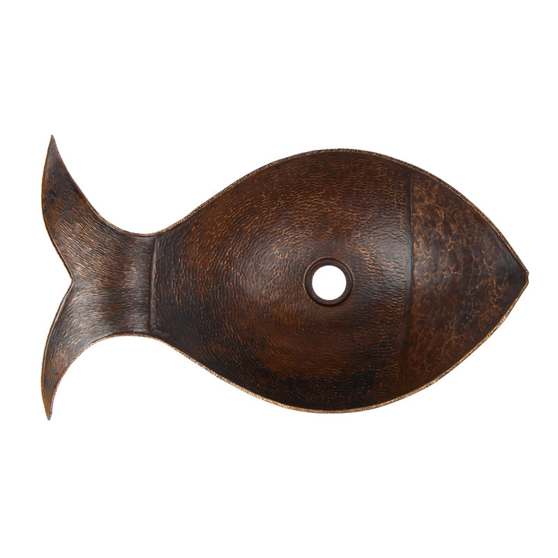 Évier de poisson en cuivre martelé