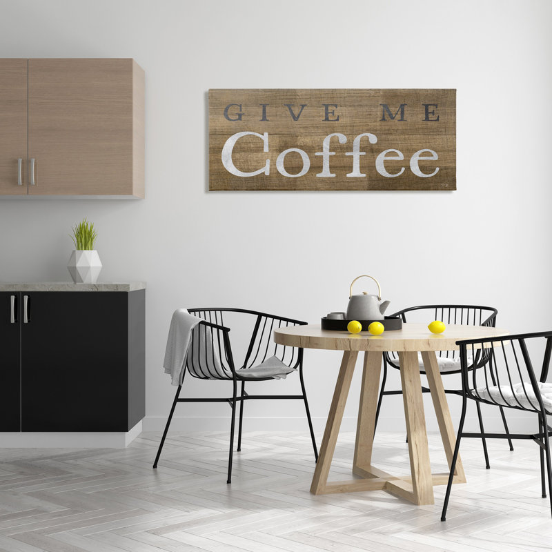 Rustique Donnez-moi du café, H 20 po x l 48 po, Toile tendue