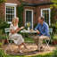 Outdoor Bistro Set Folding Patio Furniture Set with 2 Chairs Table for 2 People White and Green