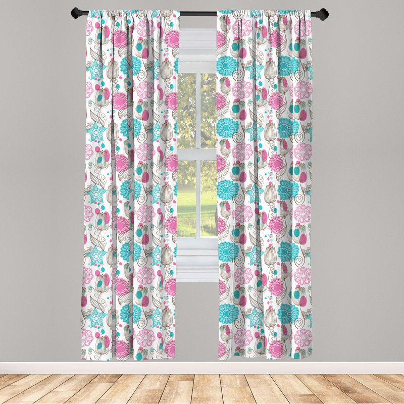 Floral Semi-Sheer Rod Pocket Sliding Panel, 28" x 63"