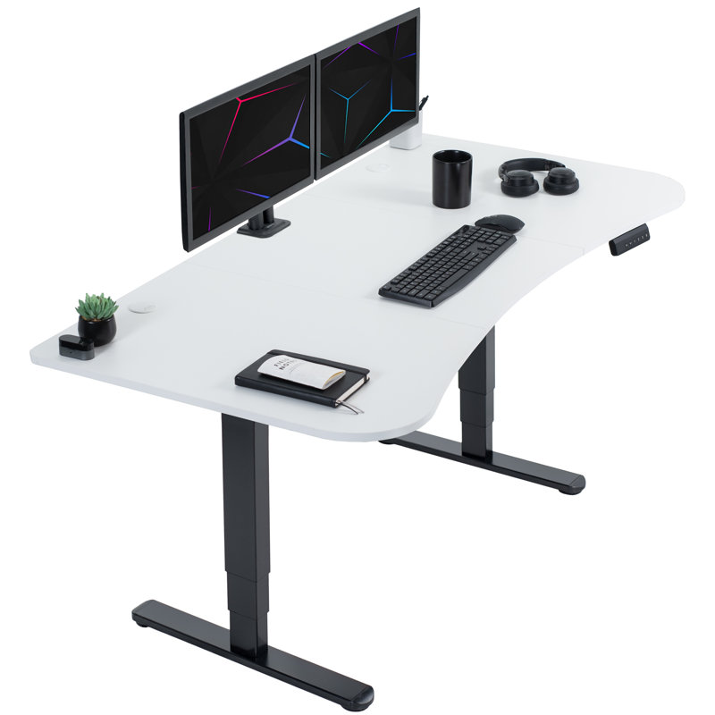 Adjustable Metal Base Standing Desk, White/Black
