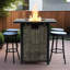 Table foyer au propane carré de 28 pouces avec plateau et cadre en acier de 28 pouces pour patio, jardin, cour, assemblage facile, corps enveloppé, combustion continue, cour de jardin