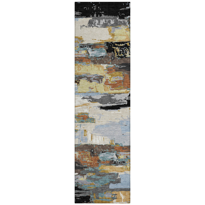 Machine Washable Indoor/Outdoor Boruta ACN2249 Abstract Rug, Runner 2'3" x 7'6"