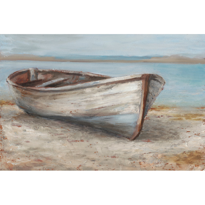 «Whitewashed Boat I» par Ethan Harper, reproduction d'art sur toile, H 8 po x l 12 po, Impression encadrée sans passe-partout