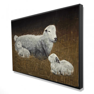 Mouton et agneaux, reproduction sur toile