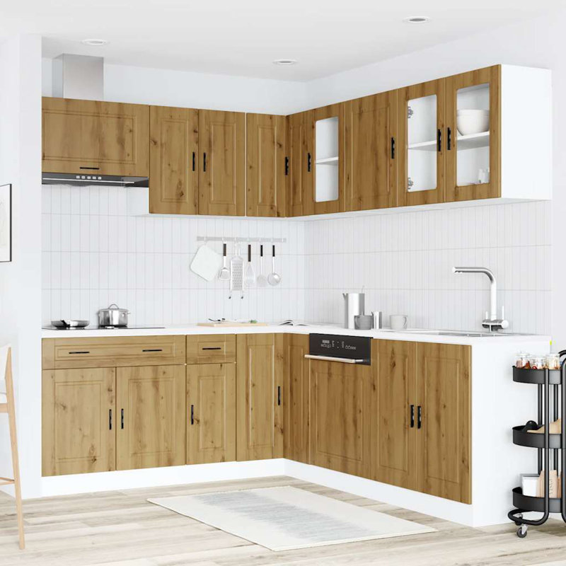 Maribeth 11 Piece Kitchen Cabinet Set, Artisan Oak