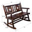 Chaise berçante d'extérieur en bois carbonisé double pour 2 personnes avec large siège incurvé