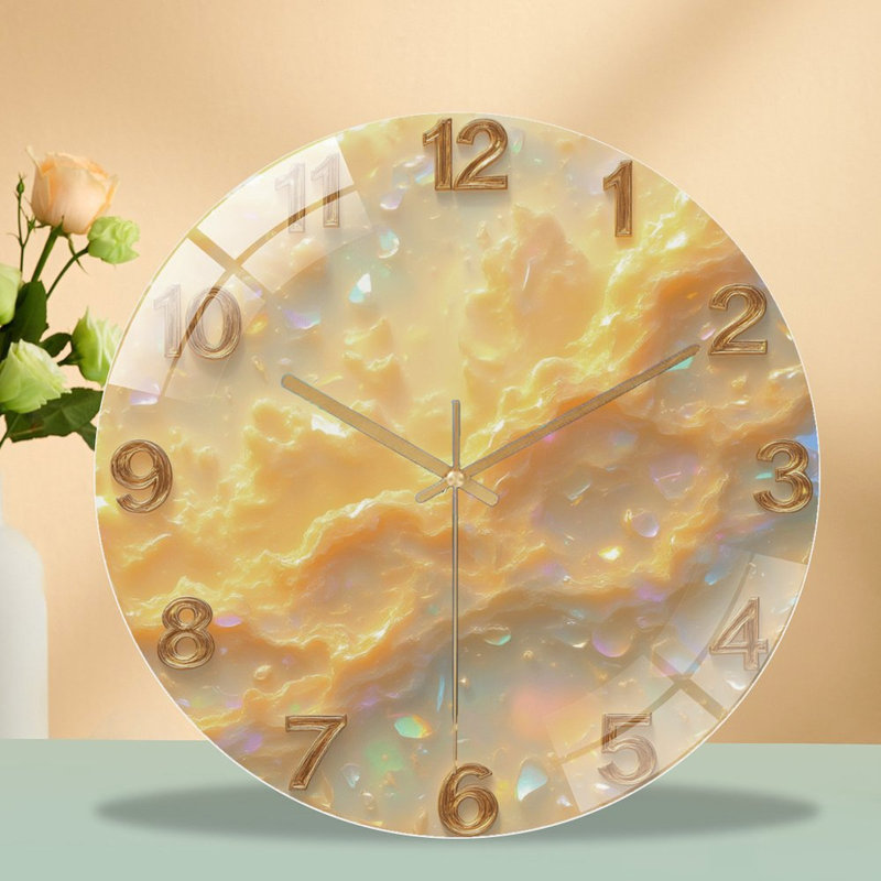 Horloge numérique sur tourbillons irisés - horloge murale moderne en verre 12 po