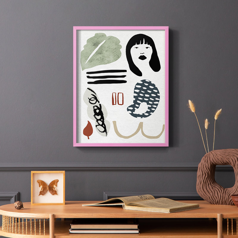 Collection encadrée Mindfulness II, impression sur bois massif, Rose, H 10 po x l 8 po