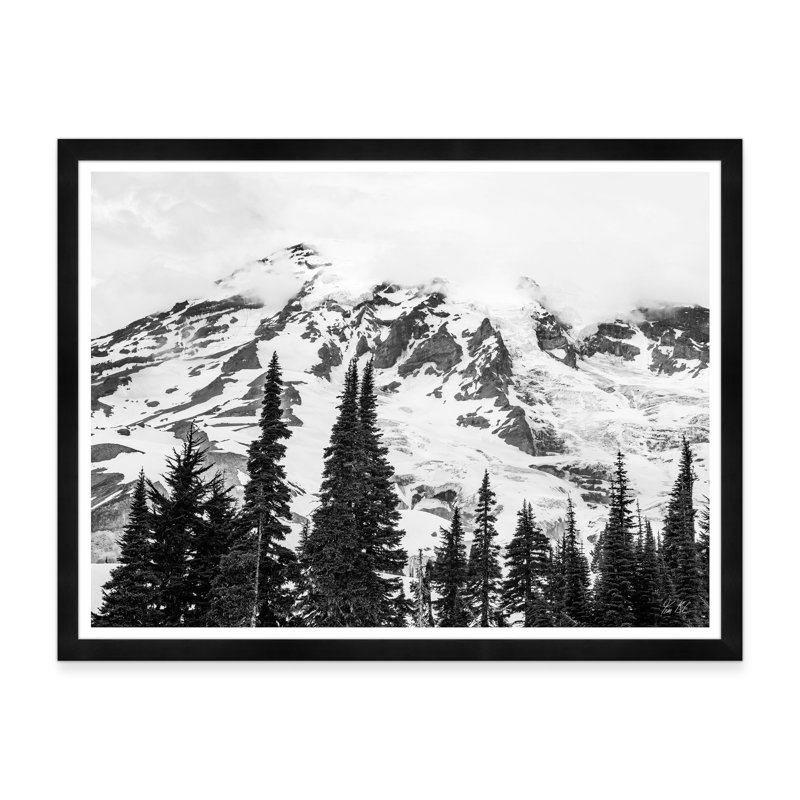 Mont Cime des arbres Rainier en noir et blanc, Noir