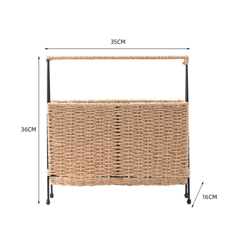 Desktop Bookcase Magazine Holder Paper Rope Woven Storage Organizer Freestanding