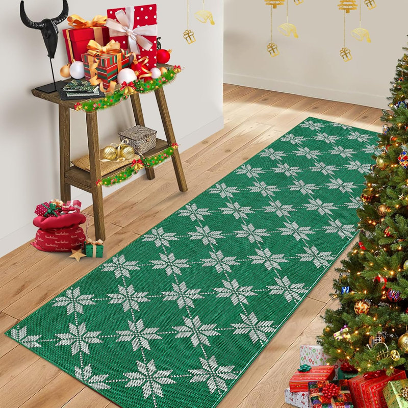 Christmas Eve Foldable Carpet - 2x3ft Thin Low Pile Accent Rug, Runner 2' x 6'