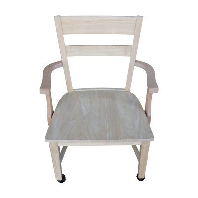 Neven Unfinished Solid Wood Armchair with Casters