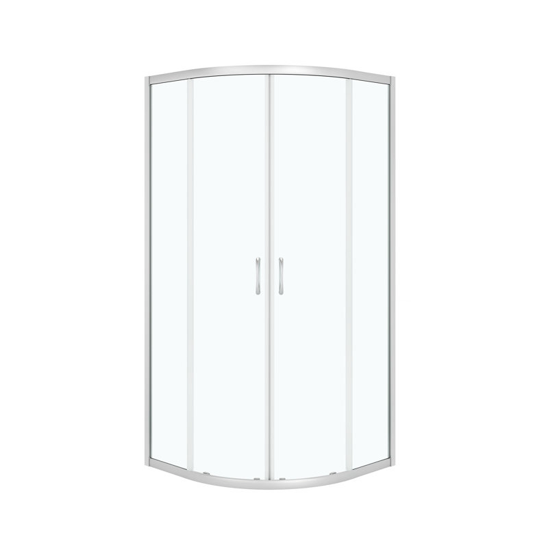 Portes de coin néo-rondes transparentes en nickel satiné L 34 po x l 34 po x H 72,83 po Breeze Quadrant, Satin Nickel