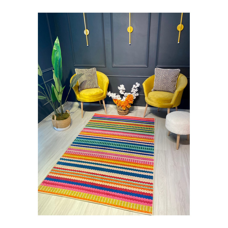 Tapis tissé bleu marine Mosso, 3'11" x 5'11"