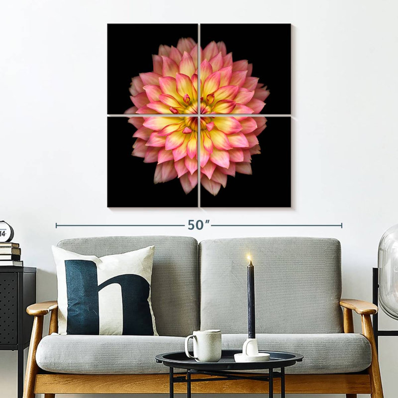 Fleur de dahlia rose Harnek, H 32 po x l 32 po