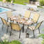 Ensemble de 6 chaises de patio pour l'extérieur, empilables et légères avec structure en polyester et revêtement en PVC toutes saisons-1848357086