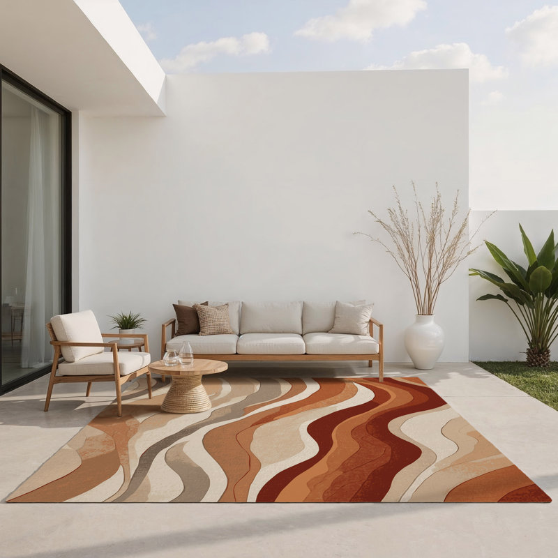Amber Tides Indoor And Outdoor Area Rug, Rectangle 4' x 6'
