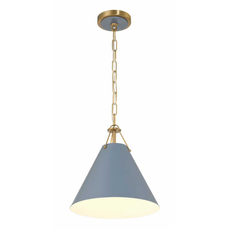 Luminaire suspendu conique à 1 lumière Kinston, Gold, Blue