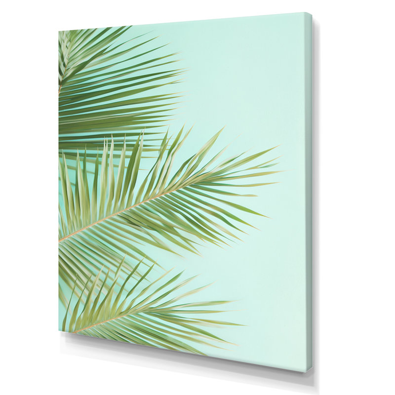 Illustration de feuilles de palmiers tropicaux, reproduction sur toile, H 32 po x l 24 po x P 1 po, Toile tendue