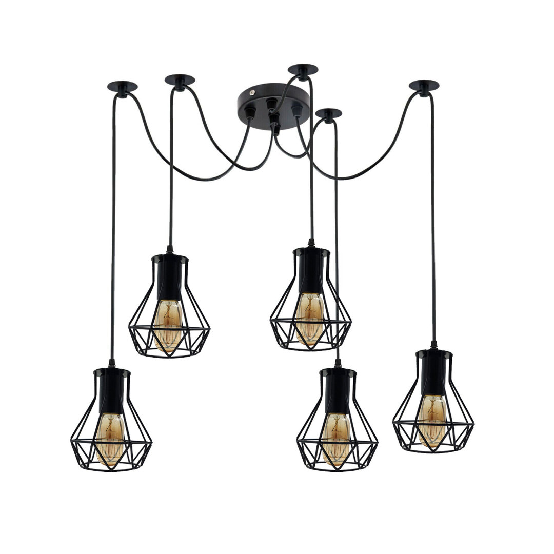 Ceara 5-Light Cluster Geometric Pendant Crystal
