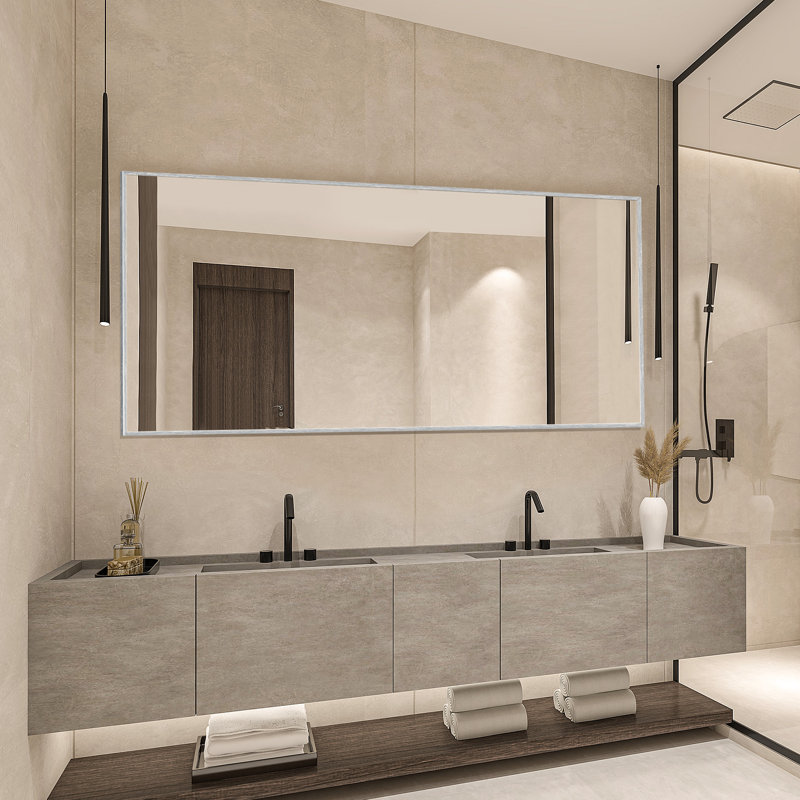 Miroir pleine longueur Mirta, 59 po x 16 po, Argent argent