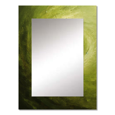 Green Orbit Spiral I - Abstract Spirals Decorative Mirror, Modern Wall Mirror, Printed Metal Art