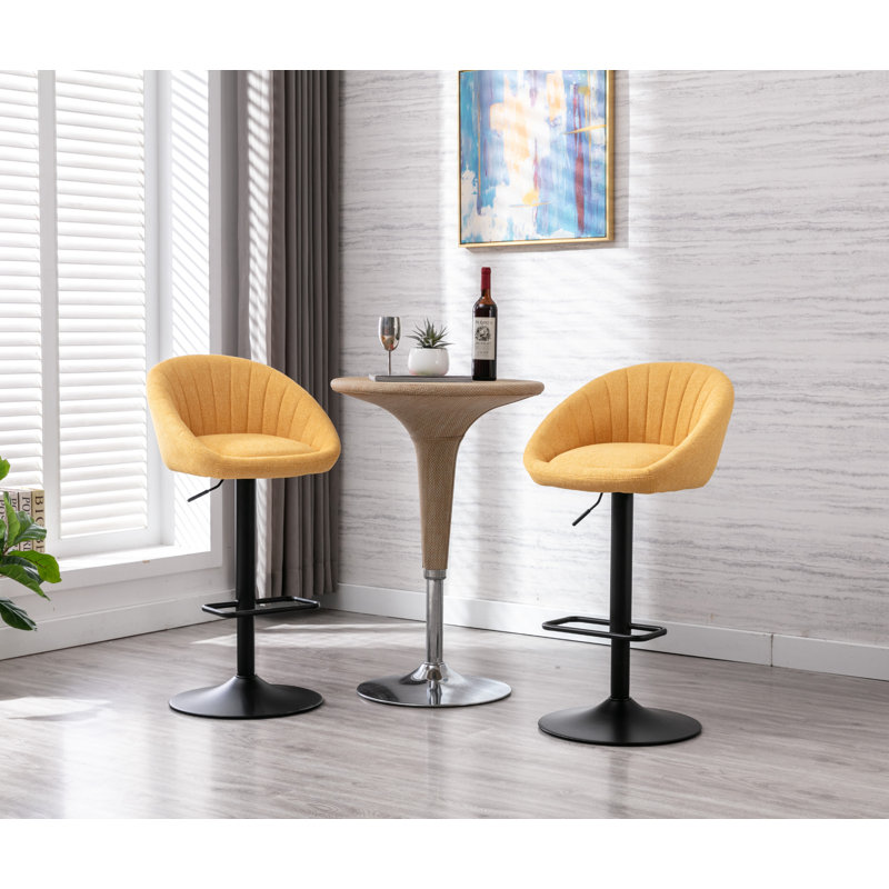 Thornbury Swivel Upholstered Adjustable Height Counter Stool with Metal Frame, Yellow