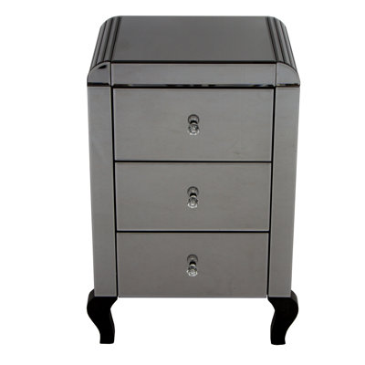 44cm W Glass Bedside Table