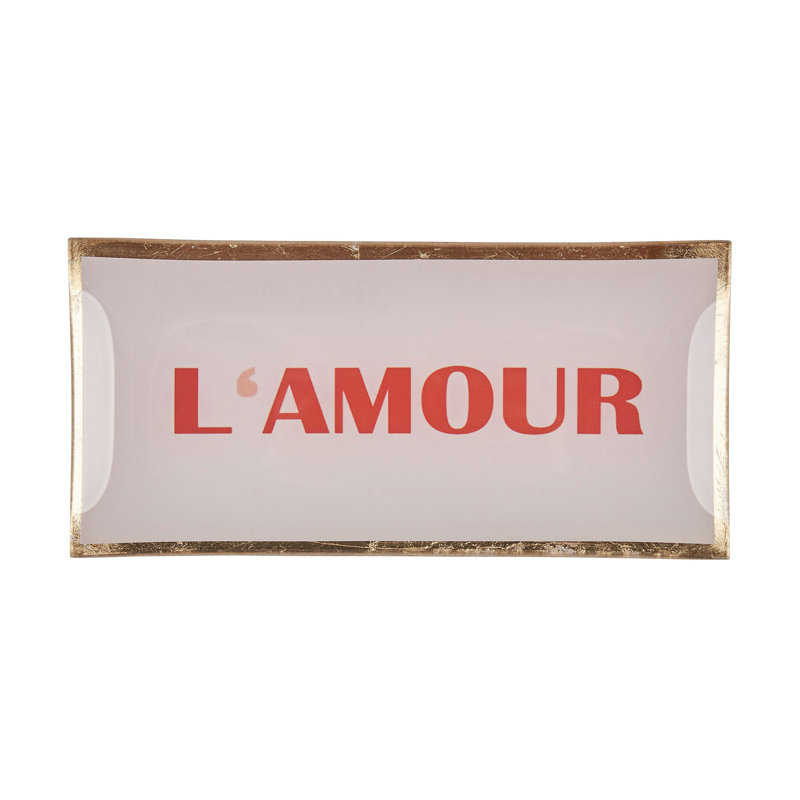 Gift Company Love Plates L amour decorative plate, glass, rose gold, 10 x 21cm