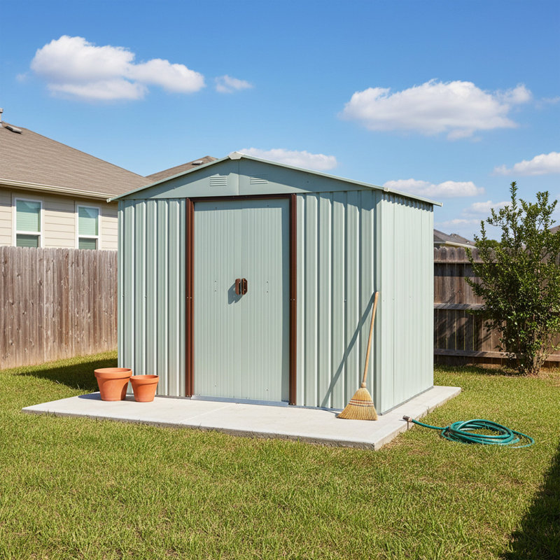 6 ft. x 5 ft. Outdoor Metal Storage Shed, 46.85" H x 72.44" W x 72.44" D, White