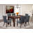 7 Piece Kitchen Table Set Consists of a Rectangle Rustic Wood Dining Table and 6 Polyester Fabric Upholstered Chairs, 36x60 Inch, Distressed Jacobean-124328892-91898335