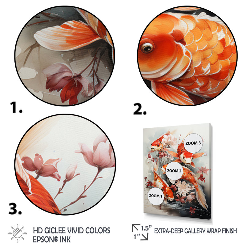 " Fishing Contemporary Koi Fish I ", 20" H x 12" W x 1" D, Gold Picture Framed