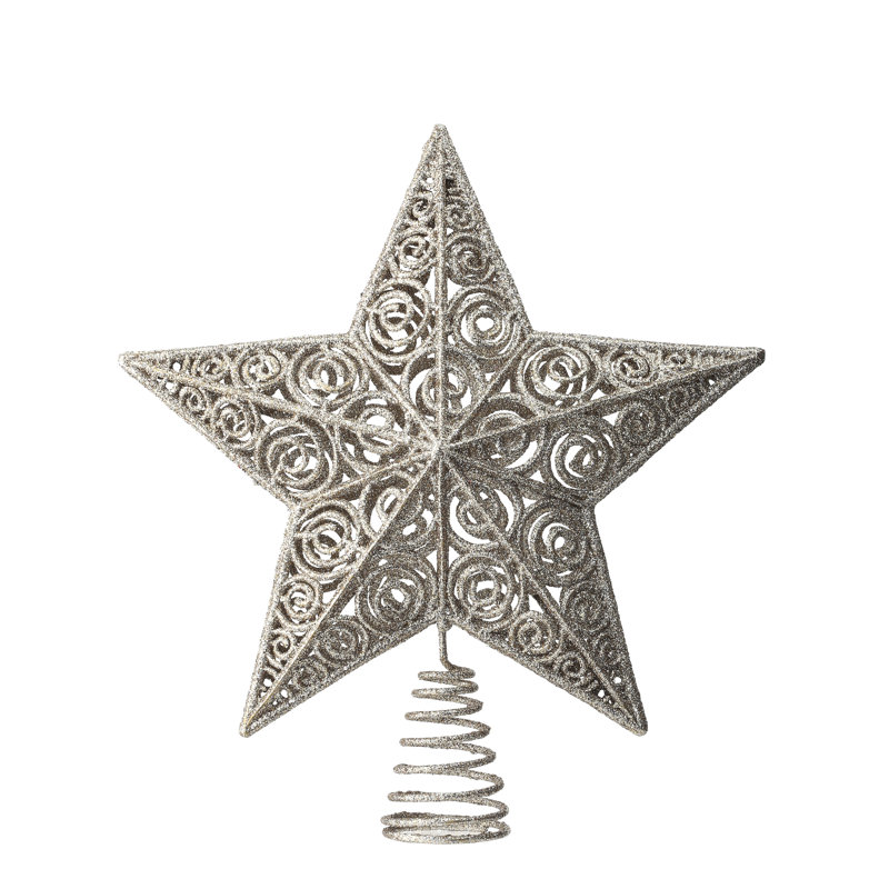 12" Glitter 3D Star Tree Topper Ace/Box, Champagne Gold