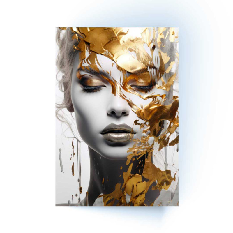 «Golden Woman», ensemble de 3 reproductions d'art sur acrylique, H 47 po x l 97 po x P 1 po