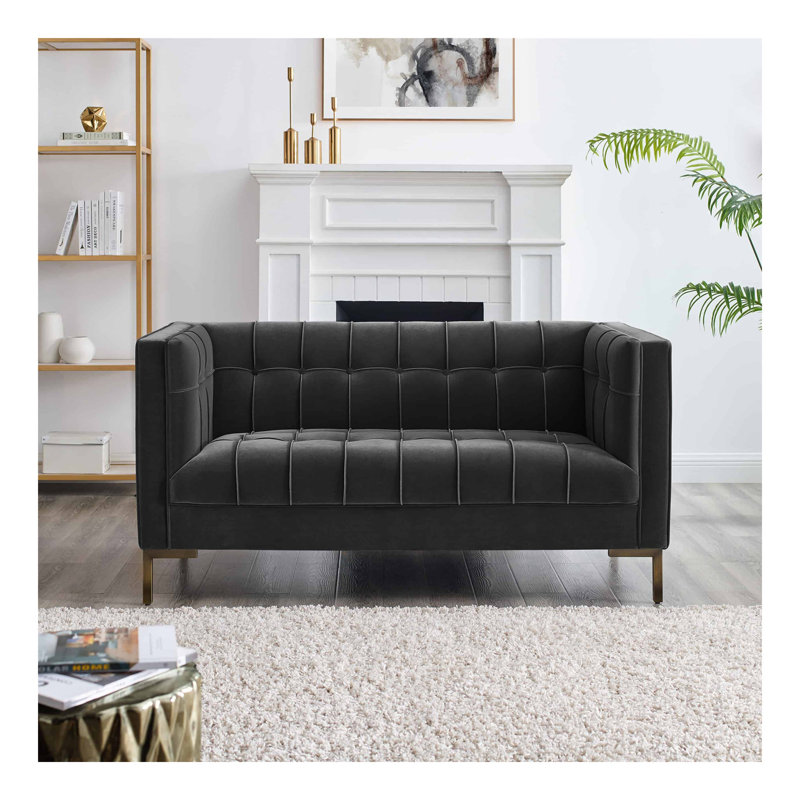 Causeuse en velours Isaac - gris, Gris foncé