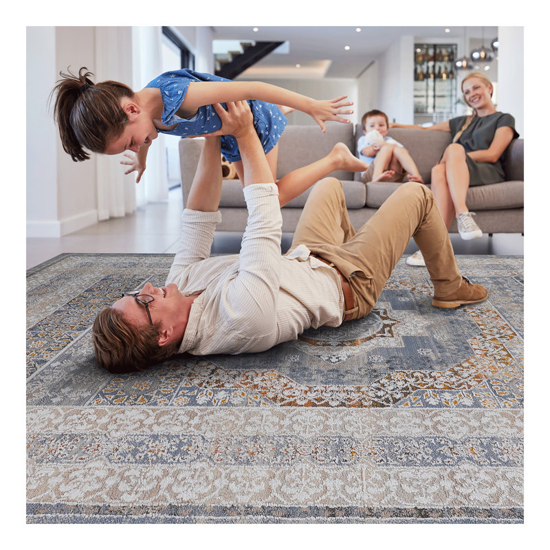 Collection Blue/Medallion Non-Shedding Living Room Bedroom Dining Home Office Stylish and Stain Resistant Area Rug