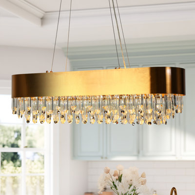 Luminaire suspendu pour îlot de cuisine à 10 lumières de 37 po de large avec accent de cristal Barela