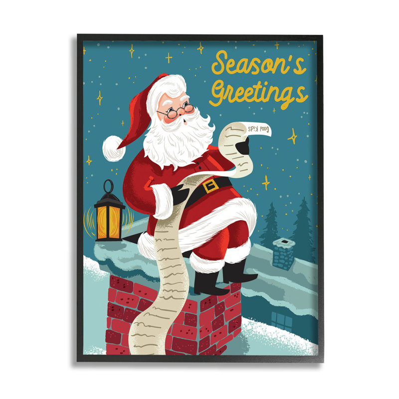 Season's Greetings Santa's List at-122, Giclée encadrée noir minuit, H 14 po x l 11 po x P 1,5 po