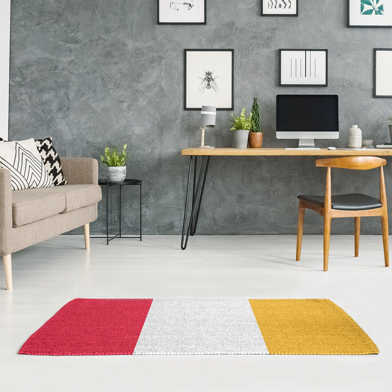 Tapis à rayures de football de couleur rouge poly kansas city, Rectangle 5 pi x 7 pi